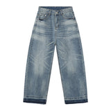 White Cat Whisker Washed Straight Jeans