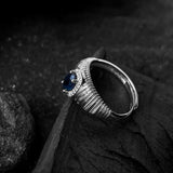 Blue Stone Vintage Geometric Stackable Ring