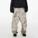 Hand-Painted Graffiti Distressed Denim Jeans