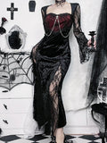 Elegant Gothic Lace Midi Dress Women