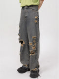 Retro Holes Jeans Denim Pants
