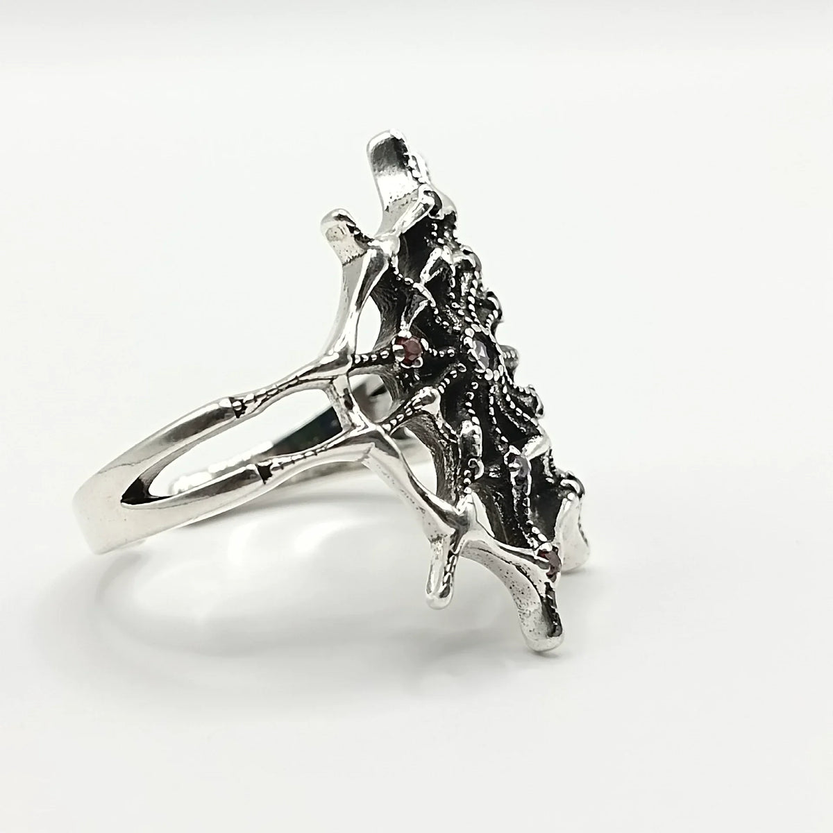 Adjustable Spider Web Geometric Ring