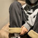Thickened Korean Style Fleece Lined Jeans
