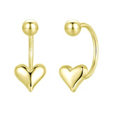 Stylish Sterling Silver Asymmetric Heart Earrings