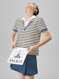 Cozy Striped Polo V-Neck Knit T-Shirt
