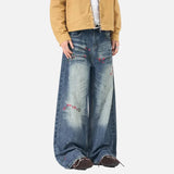 Retro Floral Embroidered Wide Leg Jeans