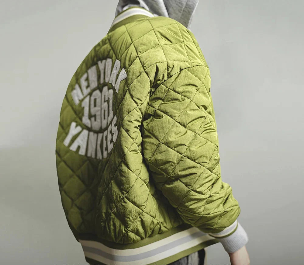 Retro Green Diamond Quilted Padded Jacket