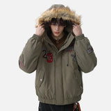Handsome Original Embroidered Faux Fur Hooded Jacket