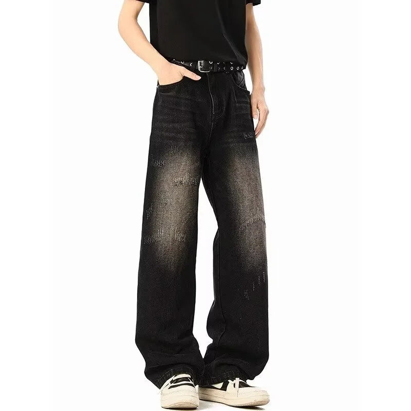 Vintage Ripped Distressed Baggy Wide Jeans