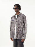 Woven Plaid Long Sleeved T-Shirt