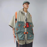 Vintage Patchwork Cargo Short Sleeve Shirt