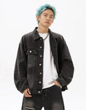 Damaged Neckline Loose Denim Jacket
