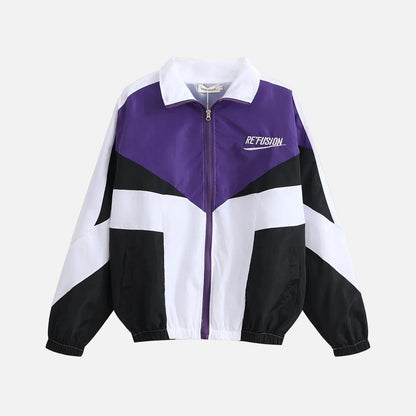 Embroidered Patchwork Varsity Windbreaker Jacket