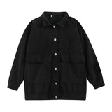 Black Loose Single Breasted Denim Jacket