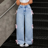 Women Washed Baggy High Waist Jeans