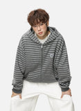 Y2K Embroidered Oversized Striped Hooded Sweatshirt