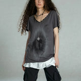 Vintage Grunge Aesthetics Graffiti Print T-Shirt