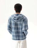 Streetwear Plaid Drawstring Hooded T-Shirt