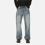 American Style Vintage Washed Blue Denim Jeans