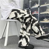 Zebra Printed Wide Leg Denim Jeans