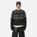 Stylish Hip Hop Plaid Geometric Knitted Sweater