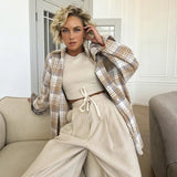 Fashionable Vintage Plaid Oversize Long Sleeve Shirt