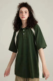 Y2k Washed Contrast Color Polo T-shirt