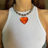 Y2K Jewelry Colorful Heart Pendant Necklace