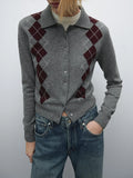 Ethereal Diamond Cut Short Knit Cardigan