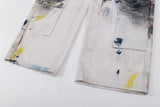Artistic Vintage Washed Splatter Paint Jeans