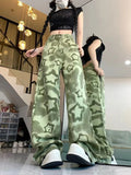 Women Green Star Camouflage High Street Jeans