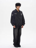Y2K Letter Print College Style Washed Sports Sweatshirt