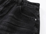 Flattering Black Distressed Ripped Denim Short