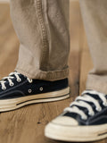 Washed Straight Mid-Waist Pants