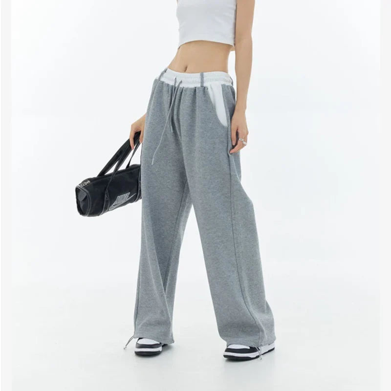 High Waist Patchwork Wide Leg Pants