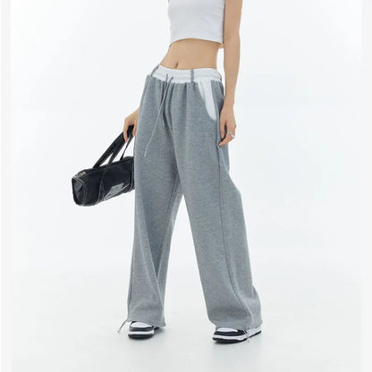 High Waist Patchwork Wide Leg Pants