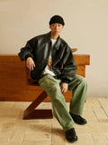 Handsome Vintage Distressed Black Leather Jacket