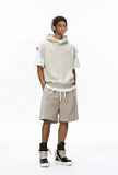 Heavyweight Casual Rolled Edge Sleeveles Hoodie