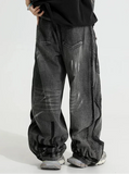 Streetwear Black Retro Vintage High Waist Wide Leg Jeans