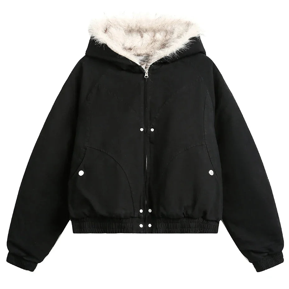 Y2K Winter Thick Padded Parkas with Furr Jacket