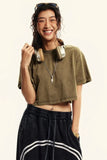 Women's Washed Stitching Crop Top