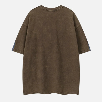 Oversized Printed Street with Patchwork T-Shirt