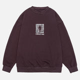 Versatile Loose Fit Round Neck Print Sweatshirt