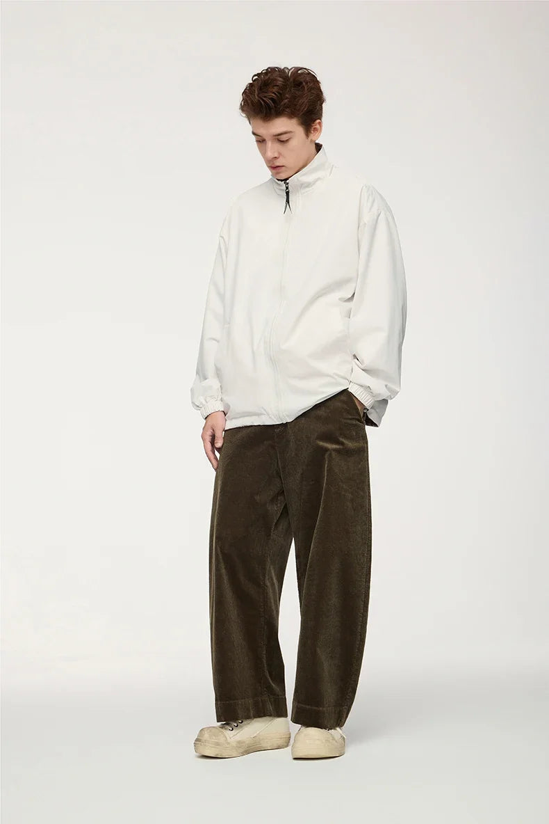 Solid Color Zip-Up Windbreaker Jacket