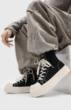 Black Slip Resistant Canvas Platform Sneakers
