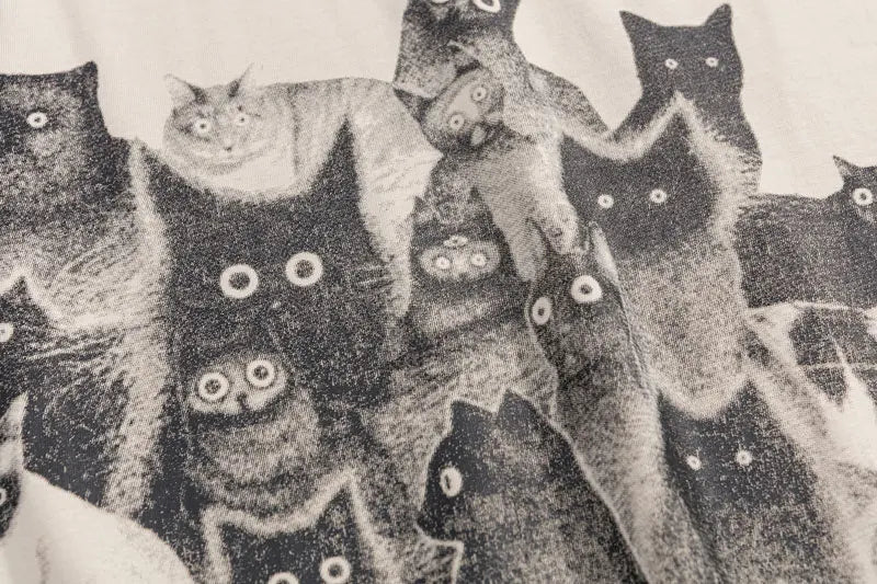 Staring Cats Graphic Loose T-shirt