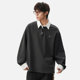 Cozy Comfort Loose Polo Collar Sweatshirt