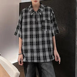Diamond Plaid Half Zip Casual Shirt