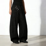 Unisex Black Loose Fit Wide Leg Jeans