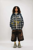 Women Flexible Vibrant Plaid Paint Splatter Shirt